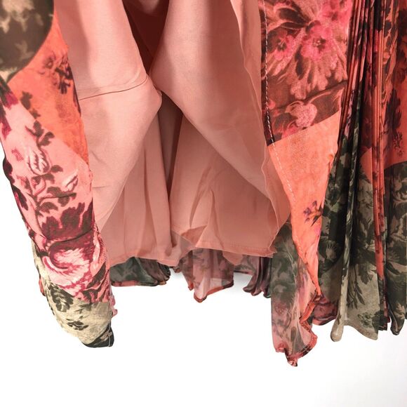 NEW Rachel Parcell Floral Chiffon Midi Dress Womens 10 Bow Neck Puff Long Sleeve - Picture 7 of 11